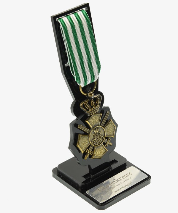 Display Stand, Kingdom of Saxony Cross of Honour with Swords and Crown